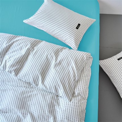 91家纺网 家纺一手货源 找家纺 （总）兰紫橙家纺 2026新款简约风全棉条纹四件套 单品被套