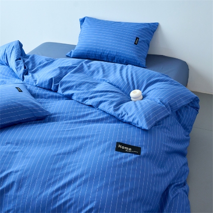 91家纺网 家纺一手货源 找家纺 （总）兰紫橙家纺 2026新款简约风全棉条纹四件套 单品被套