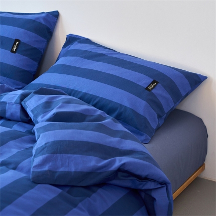 91家纺网 家纺一手货源 找家纺 （总）兰紫橙家纺 2026新款简约风全棉条纹四件套 单品被套