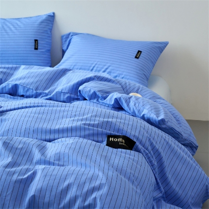 91家纺网 家纺一手货源 找家纺 （总）兰紫橙家纺 2026新款简约风全棉条纹四件套 单品被套