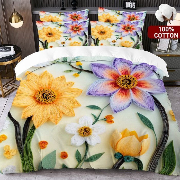 91家纺网 家纺一手货源 找家纺 （总）全棉数码印花被套套件/一件定制pod模式jit跨境单品一件代发shein亚马逊速卖通24小时内发货