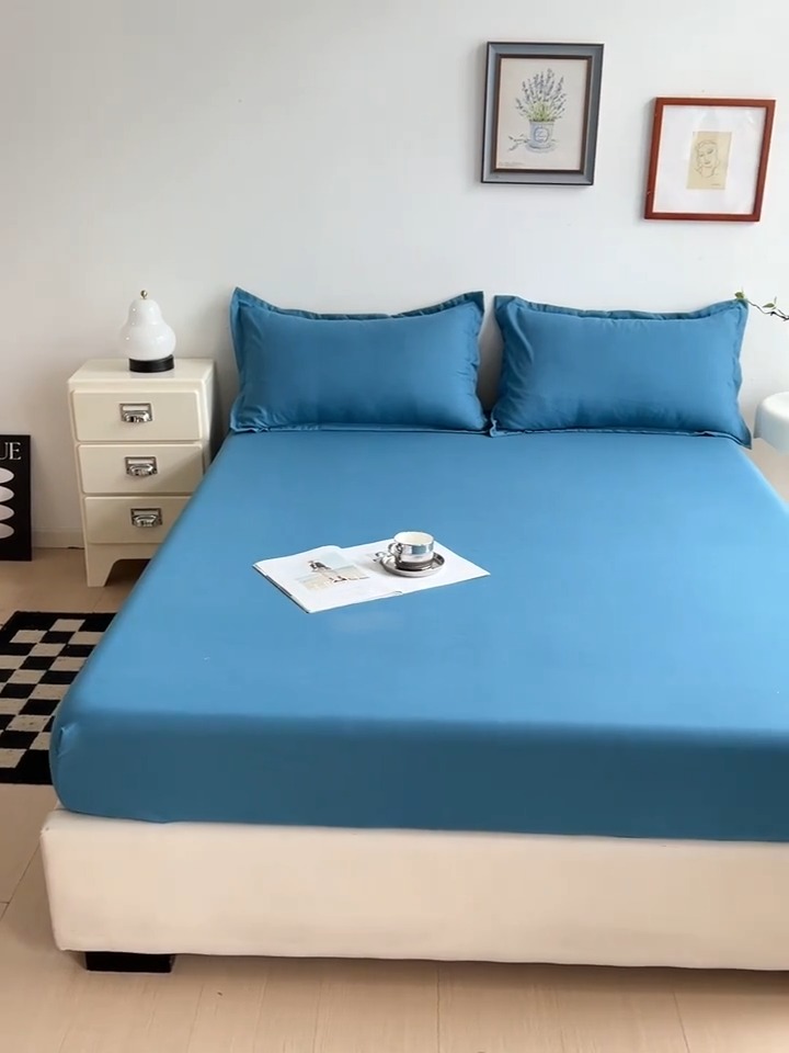 91家纺网 家纺一手货源 找家纺 （总）跨境外贸专供/纯色床单床笠柔软亲肤透气床上用品水洗棉四季通用酒店床垫保护罩超细纤维磨毛工艺床套