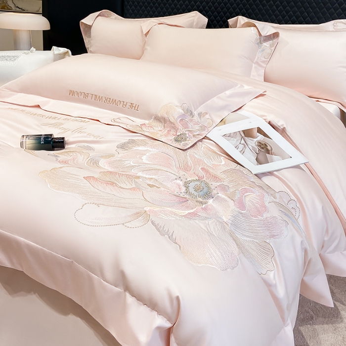 91家纺网 家纺一手货源 找家纺 （总）星蕴家纺 2026新款澳棉纯棉正宗长绒棉刺绣四件套-绽放