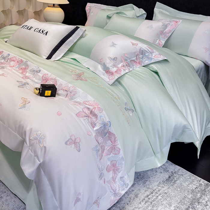 91家纺网 家纺一手货源 找家纺 （总）星蕴家纺 2026新款贡缎长绒棉四件套-悦蝶