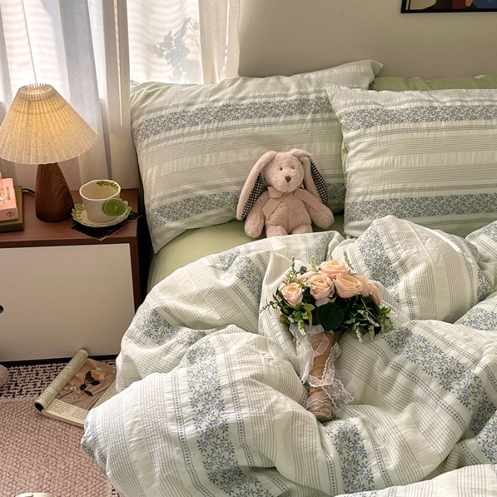 91家纺网 家纺一手货源 找家纺 艾咪-Amy ntmy 2026新款全棉纯棉色织提花四件套-花蔓 紫堇绿藤