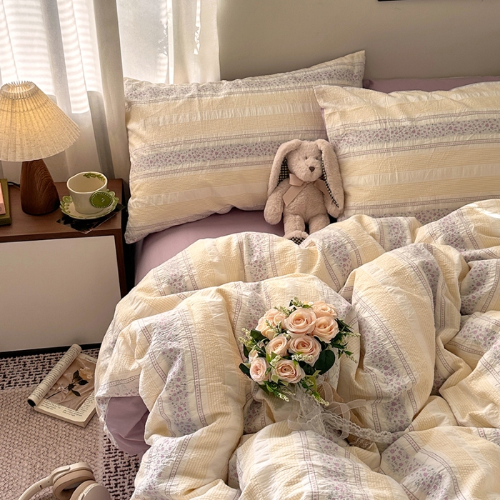 91家纺网 家纺一手货源 找家纺 艾咪-Amy ntmy 2026新款全棉纯棉色织提花四件套-花蔓 花蔓紫薇