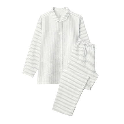 91家纺网 家纺一手货源 找家纺 【女士双层纱家居服】双层纱良品全棉纯色女款家居服