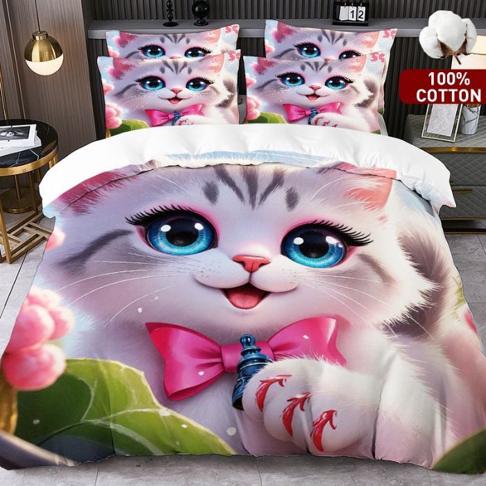 91家纺网 家纺一手货源 找家纺 全棉数码印花被套套件/一件定制pod模式jit跨境单品一件代发shein亚马逊速卖通24小时内发货