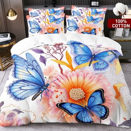 91家纺网 家纺一手货源 找家纺 全棉数码印花被套套件/一件定制pod模式jit跨境单品一件代发shein亚马逊速卖通24小时内发货