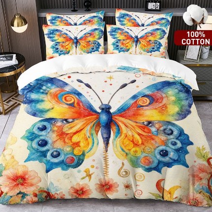 91家纺网 家纺一手货源 找家纺 全棉数码印花被套套件/一件定制pod模式jit跨境单品一件代发shein亚马逊速卖通24小时内发货