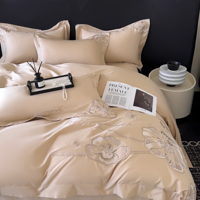 91家纺网 家纺一手货源 找家纺 （总）2026新款全棉长绒棉四件套刺绣高端轻奢床上用品-梦幻