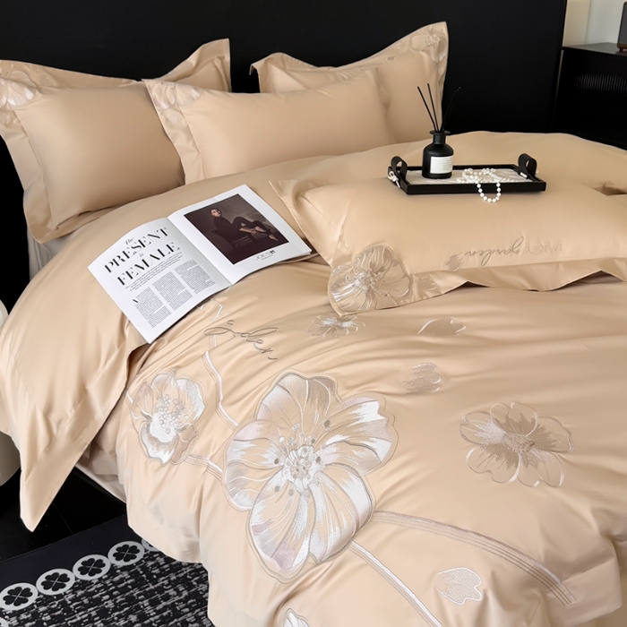 91家纺网 家纺一手货源 找家纺 （总）2026新款全棉长绒棉四件套刺绣高端轻奢床上用品-梦幻