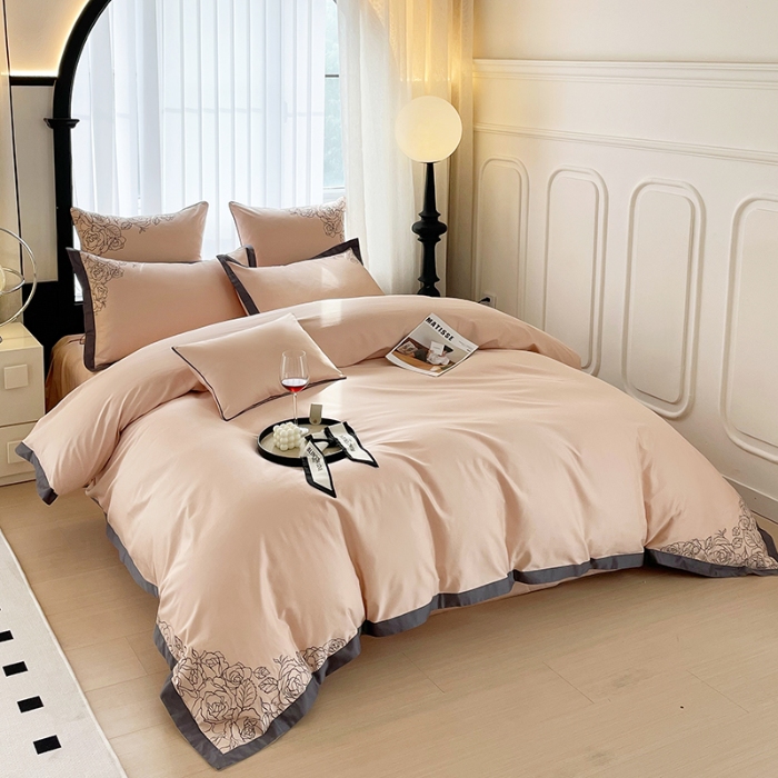 91家纺网 家纺一手货源 找家纺 100S100支全棉皇妃缎四件套长绒棉直播爆款