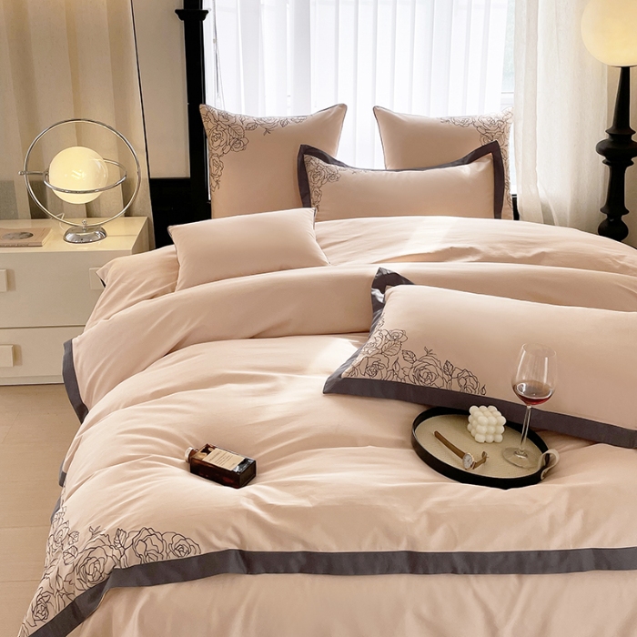 91家纺网 家纺一手货源 找家纺 100S100支全棉皇妃缎四件套长绒棉直播爆款