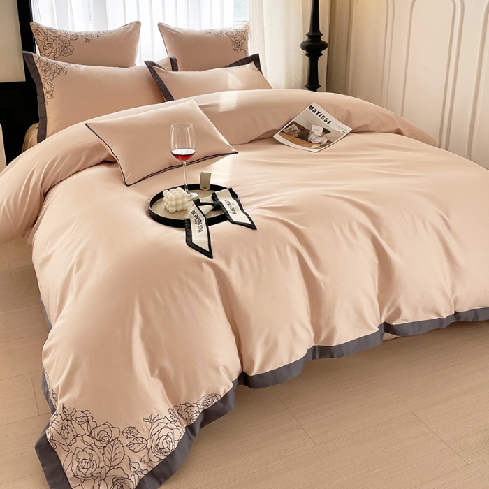 91家纺网 家纺一手货源 找家纺 100S100支全棉皇妃缎四件套长绒棉直播爆款