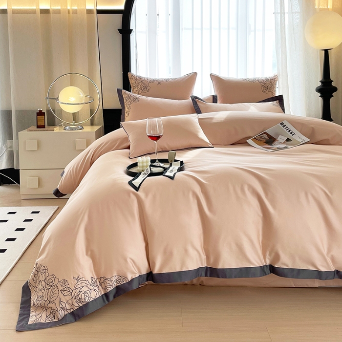 91家纺网 家纺一手货源 找家纺 100S100支全棉皇妃缎四件套长绒棉直播爆款