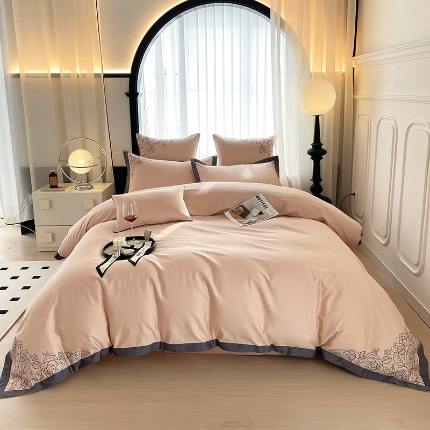 100S100支全棉皇妃缎四件套长绒棉直播爆款