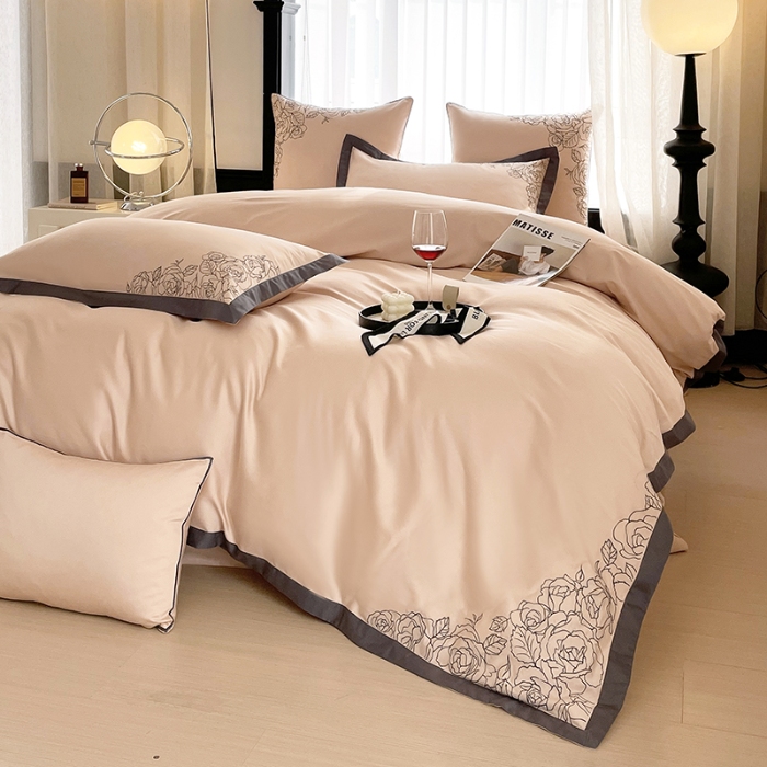 91家纺网 家纺一手货源 找家纺 100S100支全棉皇妃缎四件套长绒棉直播爆款