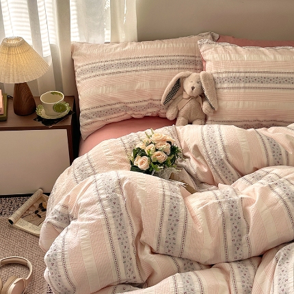 91家纺网 家纺一手货源 找家纺 （总）艾咪-Amy ntmy 2026新款全棉纯棉色织提花四件套-花蔓