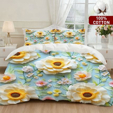 91家纺网 家纺一手货源 找家纺 全棉数码印花被套套件/一件定制pod模式jit跨境单品一件代发shein亚马逊速卖通24小时内发货