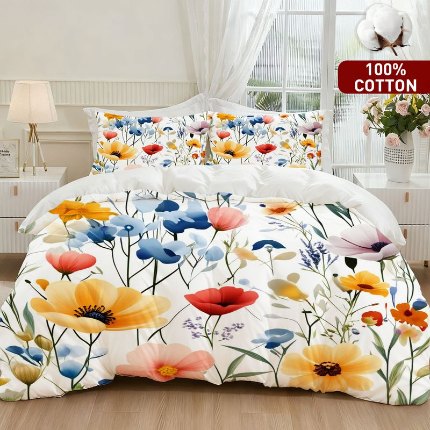 91家纺网 家纺一手货源 找家纺 全棉数码印花被套套件/一件定制pod模式jit跨境单品一件代发shein亚马逊速卖通24小时内发货