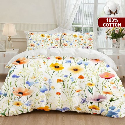 91家纺网 家纺一手货源 找家纺 全棉数码印花被套套件/一件定制pod模式jit跨境单品一件代发shein亚马逊速卖通24小时内发货