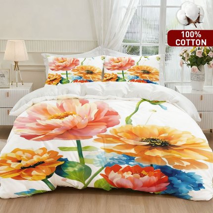 91家纺网 家纺一手货源 找家纺 全棉数码印花被套套件/一件定制pod模式jit跨境单品一件代发shein亚马逊速卖通24小时内发货