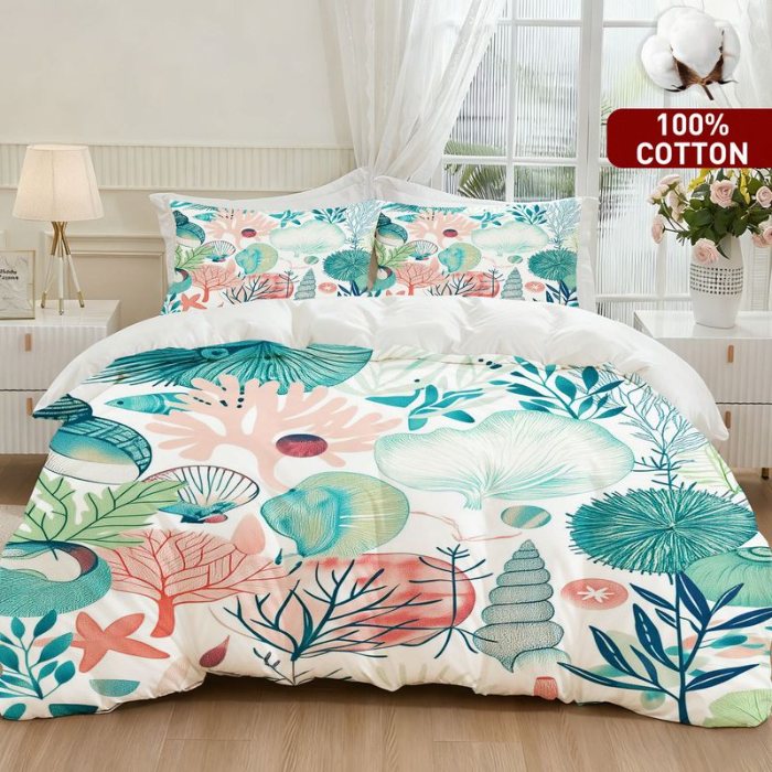 91家纺网 家纺一手货源 找家纺 全棉数码印花被套套件/一件定制pod模式jit跨境单品一件代发shein亚马逊速卖通24小时内发货