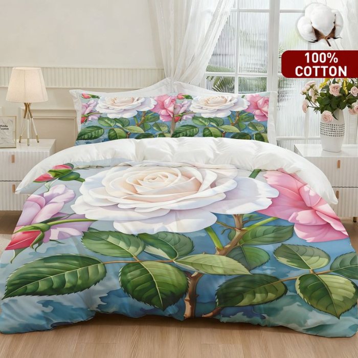 91家纺网 家纺一手货源 找家纺 全棉数码印花被套套件/一件定制pod模式jit跨境单品一件代发shein亚马逊速卖通24小时内发货