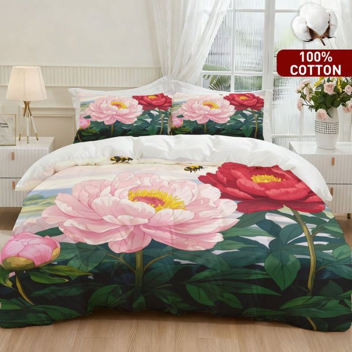 91家纺网 家纺一手货源 找家纺 全棉数码印花被套套件/一件定制pod模式jit跨境单品一件代发shein亚马逊速卖通24小时内发货