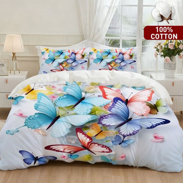 91家纺网 家纺一手货源 找家纺 全棉数码印花被套套件/一件定制pod模式jit跨境单品一件代发shein亚马逊速卖通24小时内发货