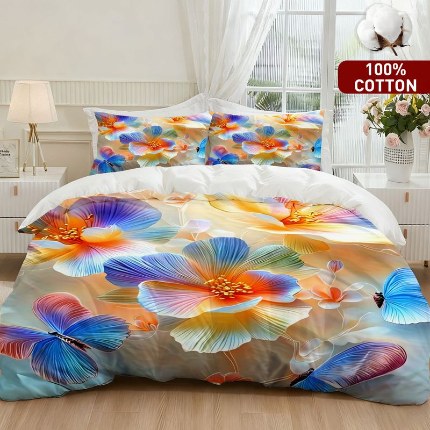 全棉数码印花被套套件/一件定制pod模式jit跨境单品一件代发shein亚马逊速卖通24小时内发货