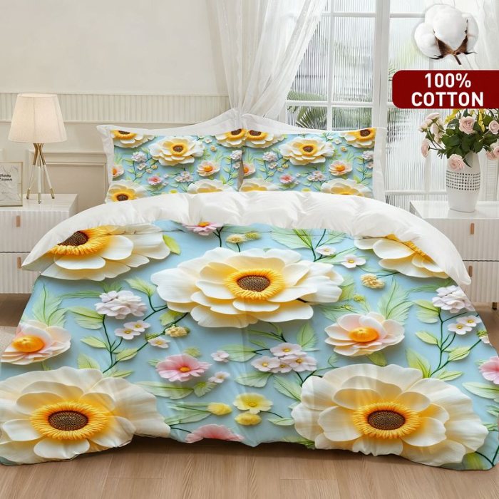 91家纺网 家纺一手货源 找家纺 全棉数码印花被套套件/一件定制pod模式jit跨境单品一件代发shein亚马逊速卖通24小时内发货