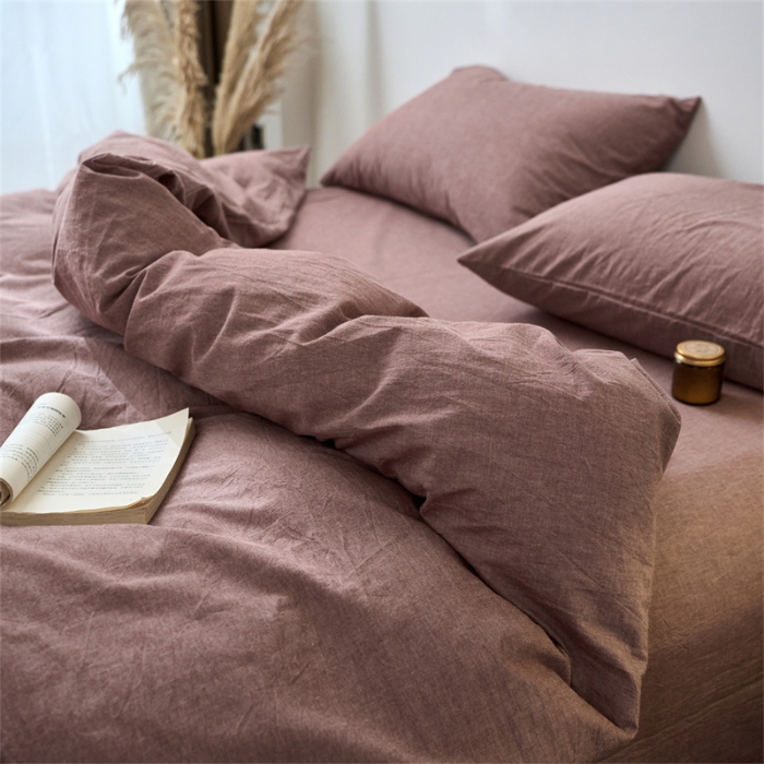 91家纺网 家纺一手货源 找家纺 （总）兰紫橙家纺 2026新款A类色织纯色全棉水洗棉四件套