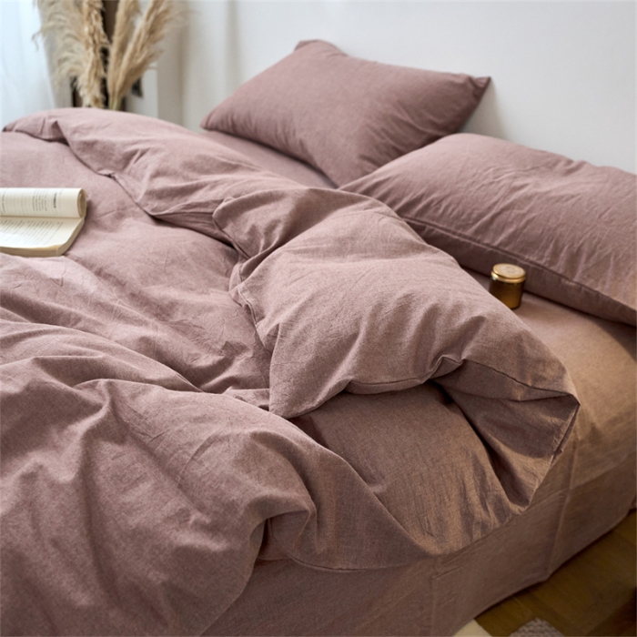 91家纺网 家纺一手货源 找家纺 （总）兰紫橙家纺 2026新款A类色织纯色全棉水洗棉四件套