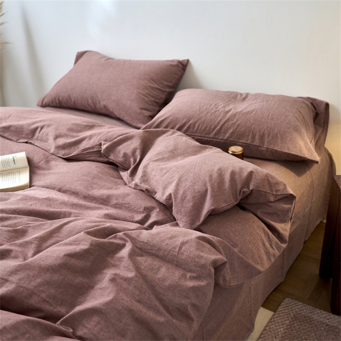 91家纺网 家纺一手货源 找家纺 （总）兰紫橙家纺 2026新款A类色织纯色全棉水洗棉四件套