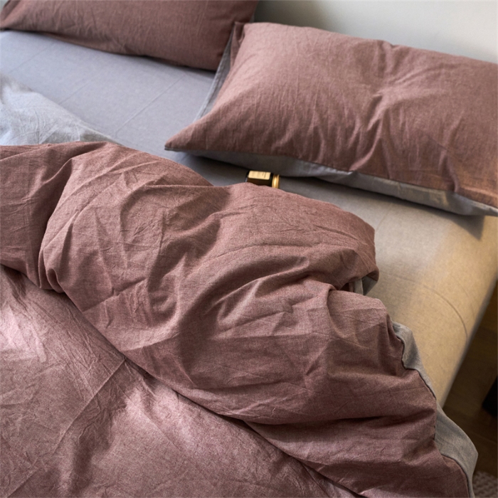 91家纺网 家纺一手货源 找家纺 （总）兰紫橙家纺 2026新款A类色织纯色全棉水洗棉四件套