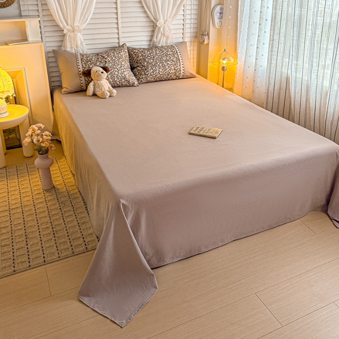 91家纺网 家纺一手货源 找家纺 （总）鑫利来家纺 2026古法水洗棉法式花边四件套甄选纯棉花边拼接款四件套印花被套床单单品四件套