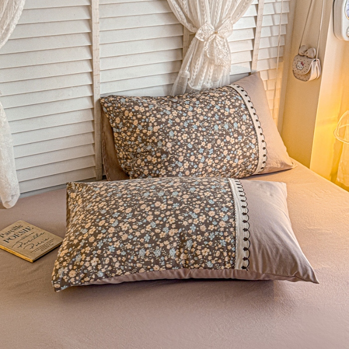 91家纺网 家纺一手货源 找家纺 （总）鑫利来家纺 2026古法水洗棉法式花边四件套甄选纯棉花边拼接款四件套印花被套床单单品四件套