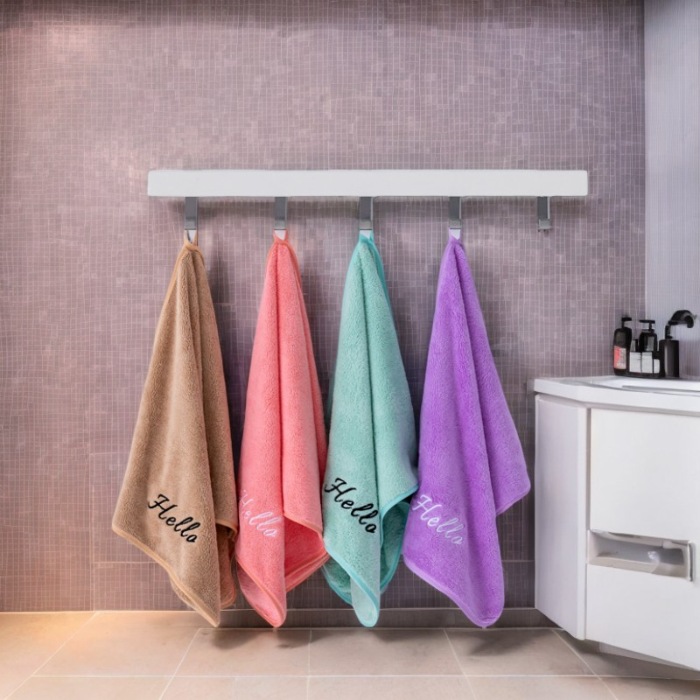 91家纺网 家纺一手货源 找家纺 （总）Hello珊瑚绒毛巾浴巾两件套电商福利直播加厚吸水毛巾浴巾套装