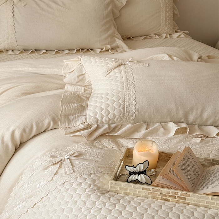 91家纺网 家纺一手货源 找家纺 （总）乐朵家居 2026春夏 瑞丽 全棉棉麻 床单款夹棉床盖四件套