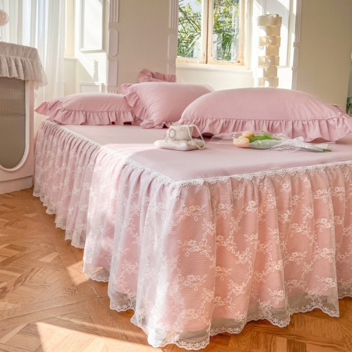 91家纺网 家纺一手货源 找家纺 （总）乐朵家居 2026春夏 23-3蔷薇 水洗棉麻 蕾丝床裙