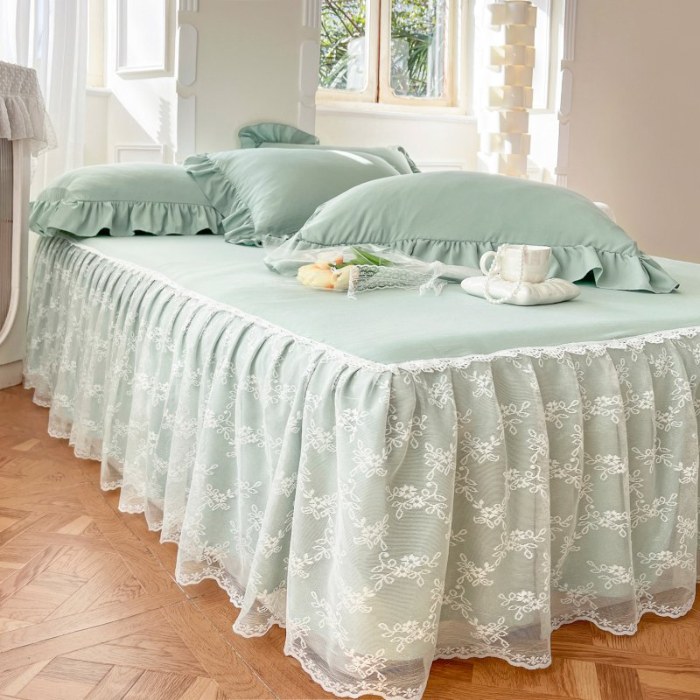 91家纺网 家纺一手货源 找家纺 （总）乐朵家居 2026春夏 23-3蔷薇 水洗棉麻 蕾丝床裙