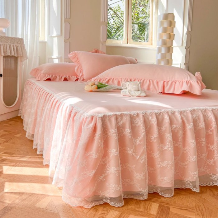 91家纺网 家纺一手货源 找家纺 （总）乐朵家居 2026春夏 23-3蔷薇 水洗棉麻 蕾丝床裙