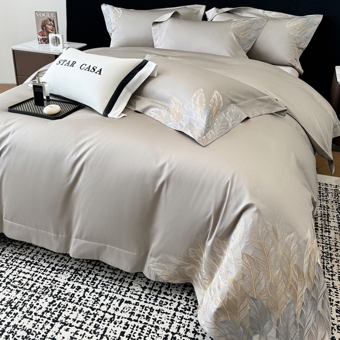 91家纺网 家纺一手货源 找家纺 （总）2026新款长绒棉贡缎全棉纯棉刺绣四件套 栖悦