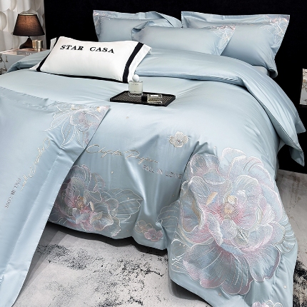 91家纺网 家纺一手货源 找家纺 （总）星蕴家纺 2025新款正宗澳棉长绒棉贡缎四件套-晨曦