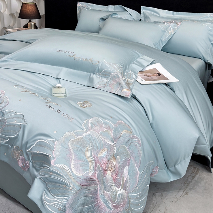 91家纺网 家纺一手货源 找家纺 （总）星蕴家纺 2025新款正宗澳棉长绒棉贡缎四件套-晨曦