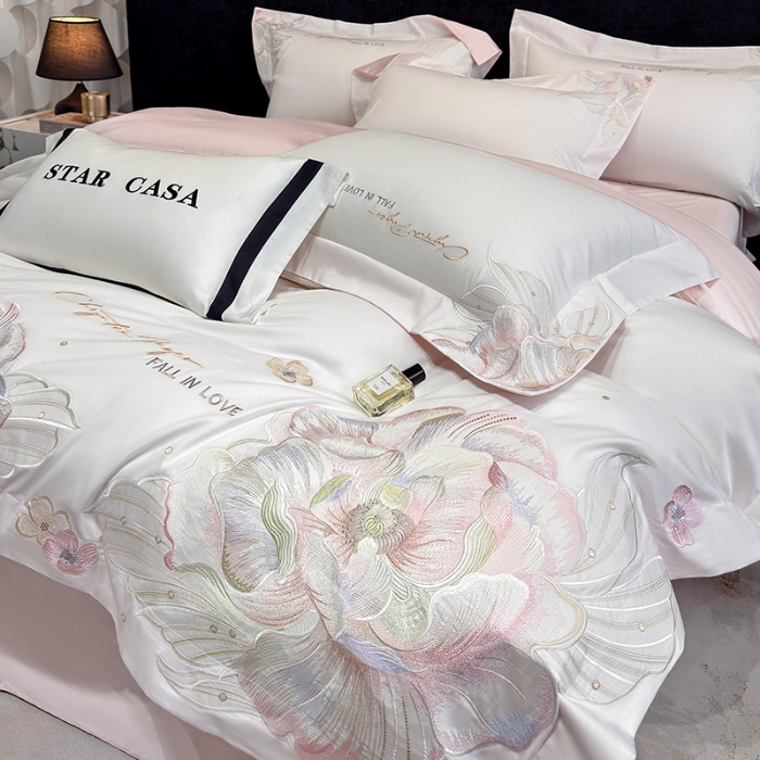 91家纺网 家纺一手货源 找家纺 （总）星蕴家纺 2025新款正宗澳棉长绒棉贡缎四件套-晨曦