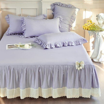 91家纺网 家纺一手货源 找家纺 （总）乐朵家居 2026新款 25-3郁金香 天丝缎蕾丝床裙+可配空调被