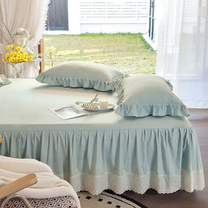 91家纺网 家纺一手货源 找家纺 （总）乐朵家居 2026新款 25-3郁金香 天丝缎蕾丝床裙+可配空调被